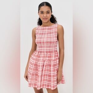 NWT Hill House Home Cosima Mini Nap Dress - Cherry Watercolor gingham red 1M